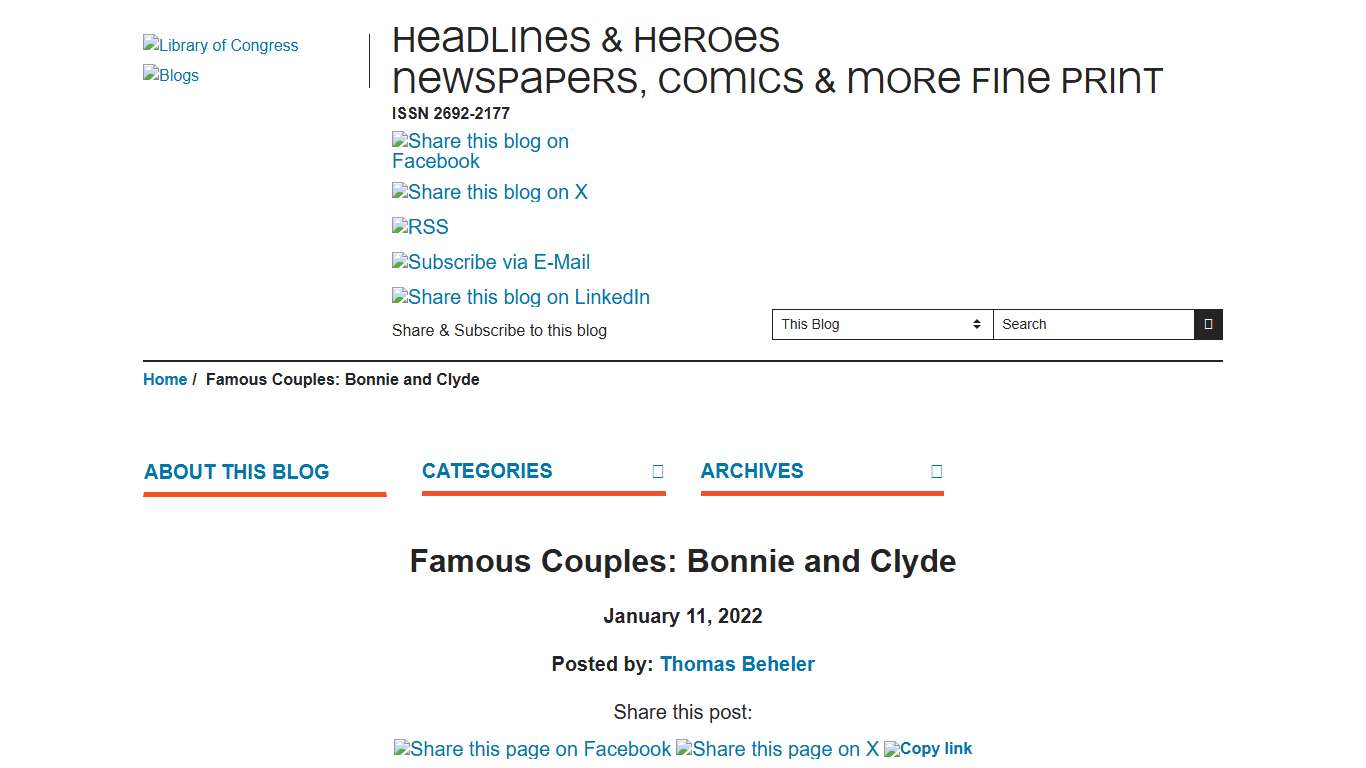 Famous Couples: Bonnie and Clyde Headlines & Heroes